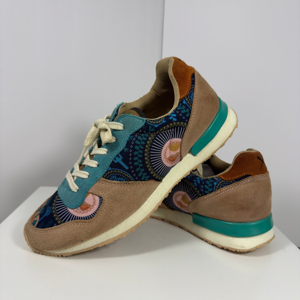 Inkkas Socorro Joggers Men 9 Southwest Suede Canvas Cactus Sneakers Brown Teal